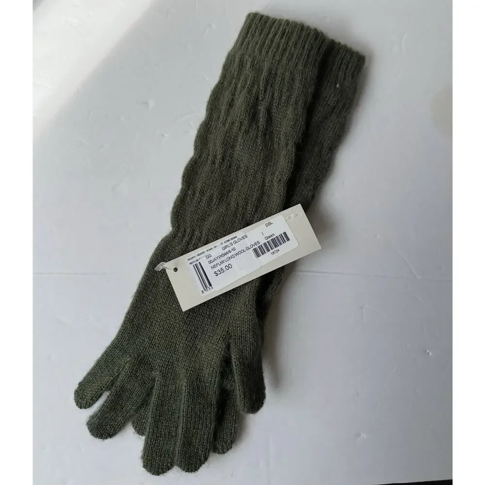 Diesel long mohair wool blend knitted girls gloves 3-8 years